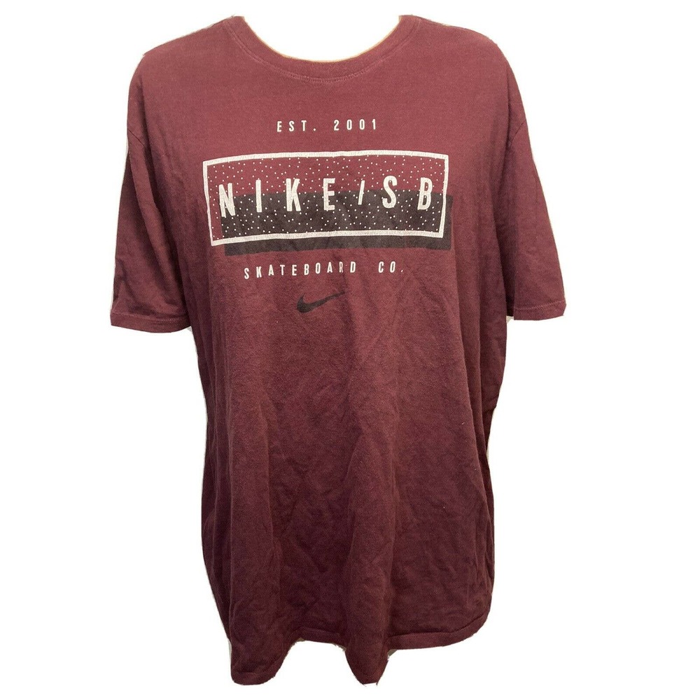 Nike SB Skateboard Co Logo Burgundy T-Shirt Men XL